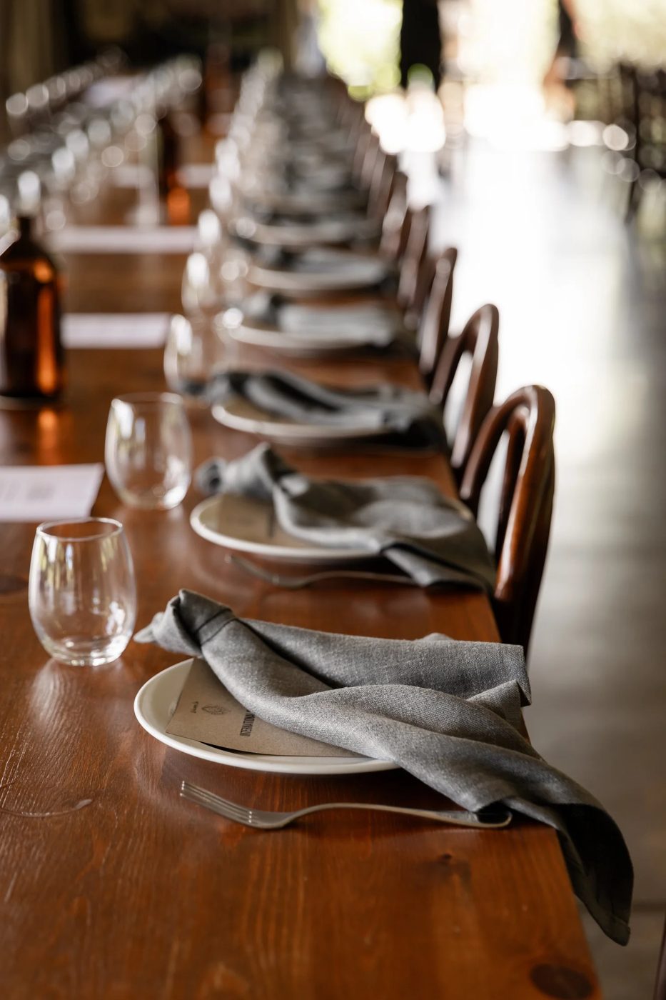 Long table set for a shared meal